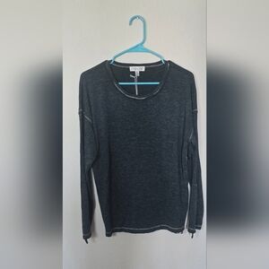 She + Sky Leopard Print Colorblock Casual Long Sleeve Top Size Small